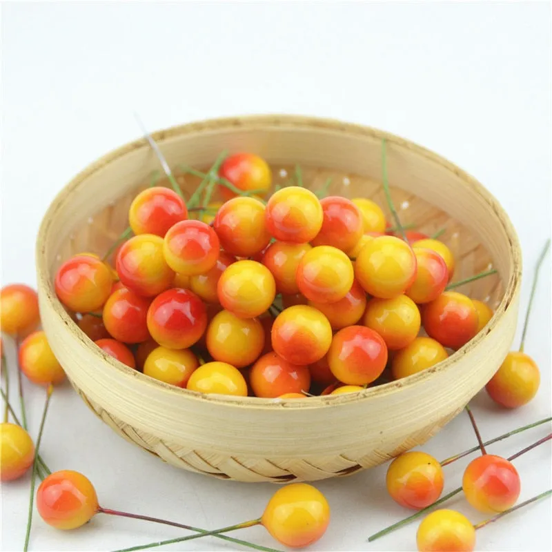 100pcs Super pearl Plastic Stamens Artificial Flower small Berries Cherry For Wedding Christmas Cake Box Wreaths Decoration