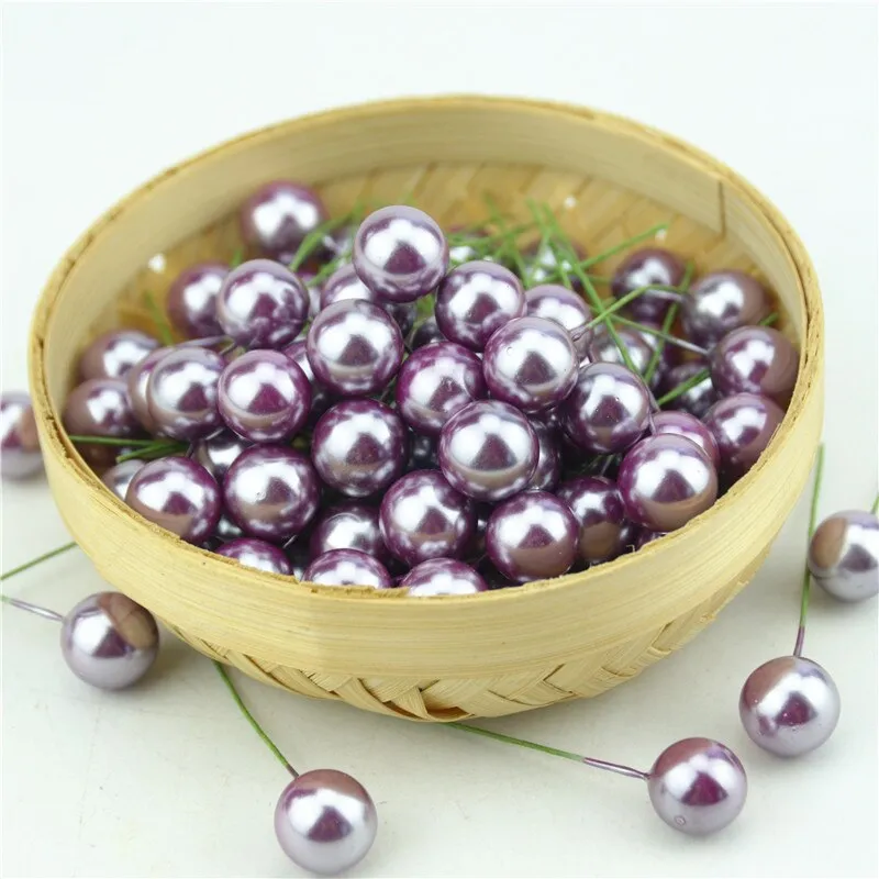 100pcs Super pearl Plastic Stamens Artificial Flower small Berries Cherry For Wedding Christmas Cake Box Wreaths Decoration