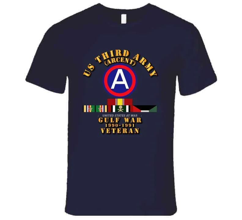 3rd United States Army - Gulf War 1990 to 1991  with Service Ribbons, Southwest Asia Service Medal with 2 Bronze Stars T Shirt, Hoodie and Premium