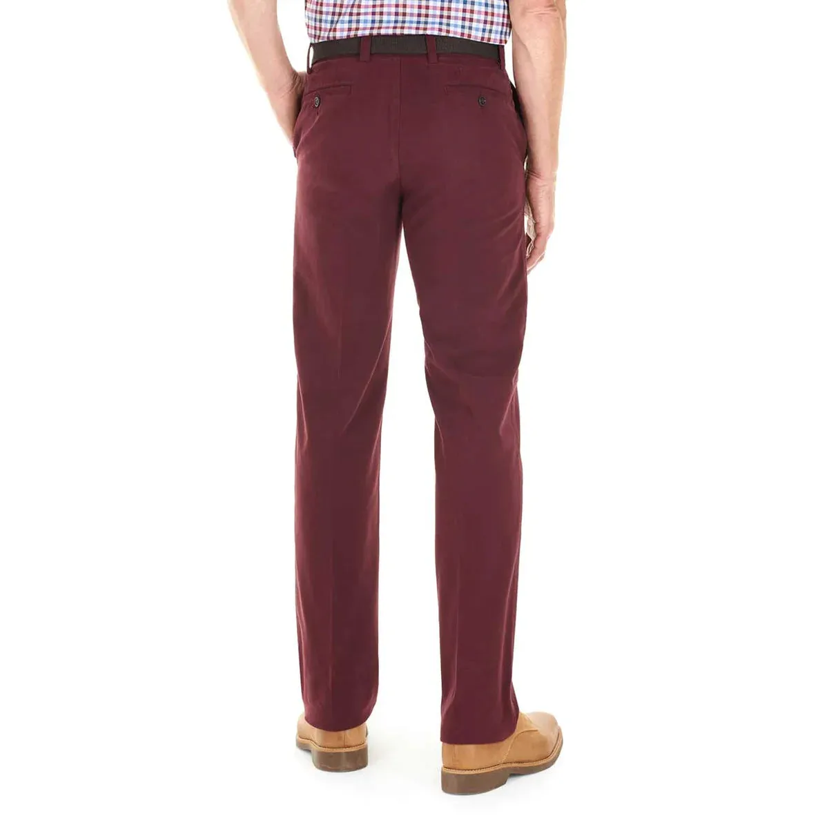 40% OFF - GURTEEN Trousers - Longford Spring Stretch Cotton Chinos - Cranberry - Size: 36 SHORT