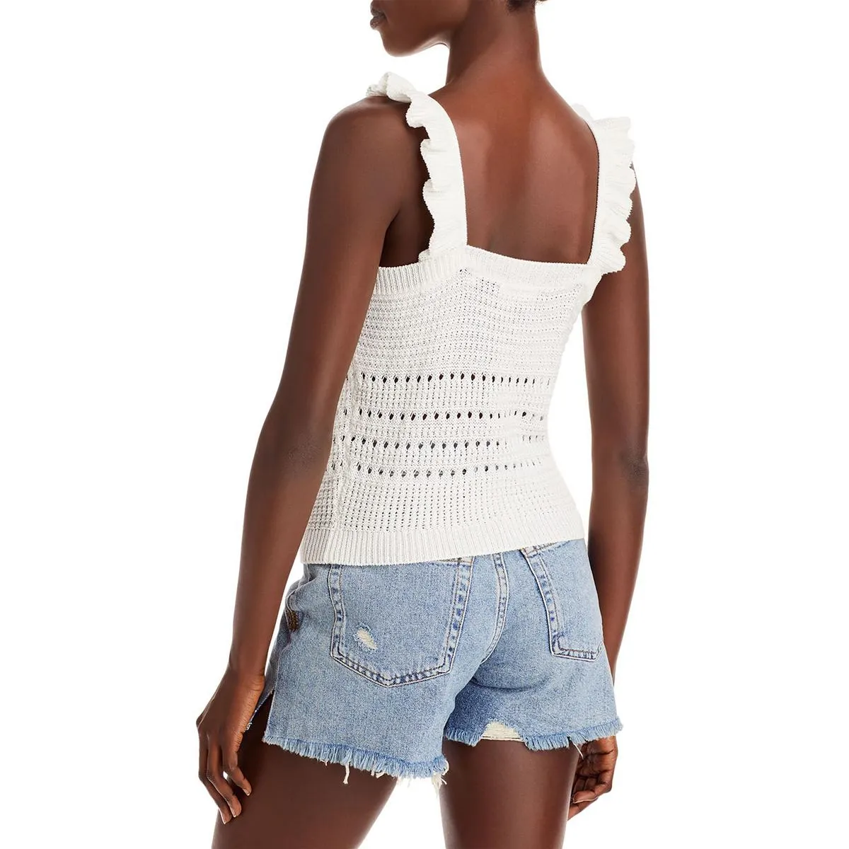 7 For All Mankind Womens Crochet Ruffles Tank Top