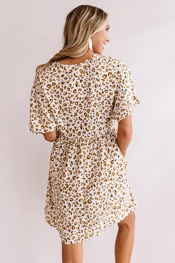 Alps And Kisses Leopard Babydoll Dress In Ivory