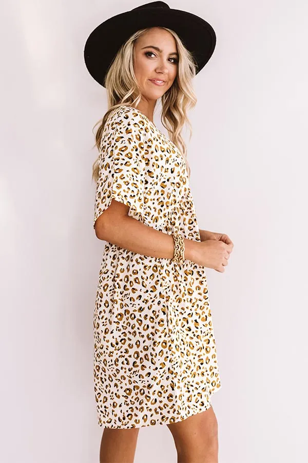 Alps And Kisses Leopard Babydoll Dress In Ivory