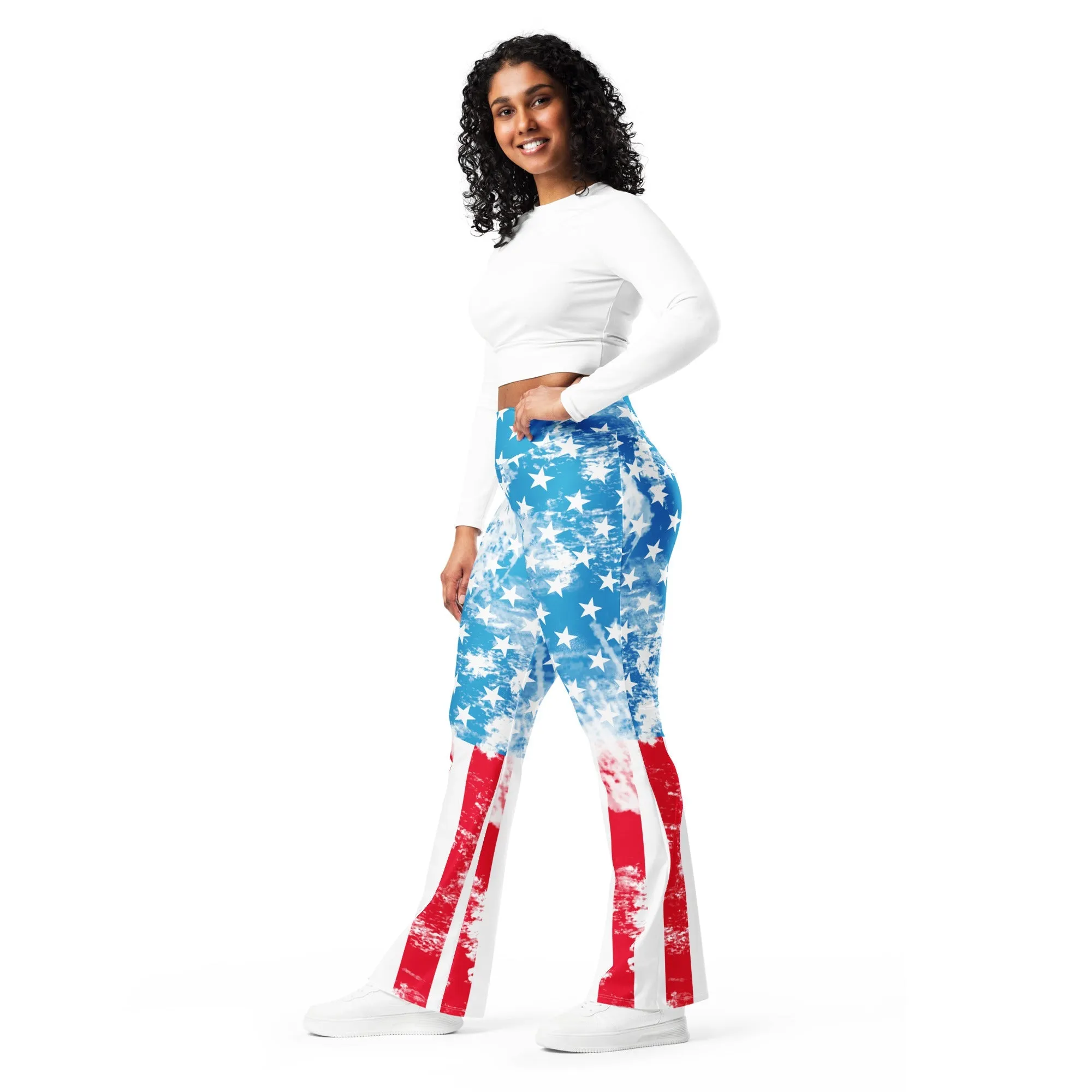 Artsy American Flag Flare Leggings