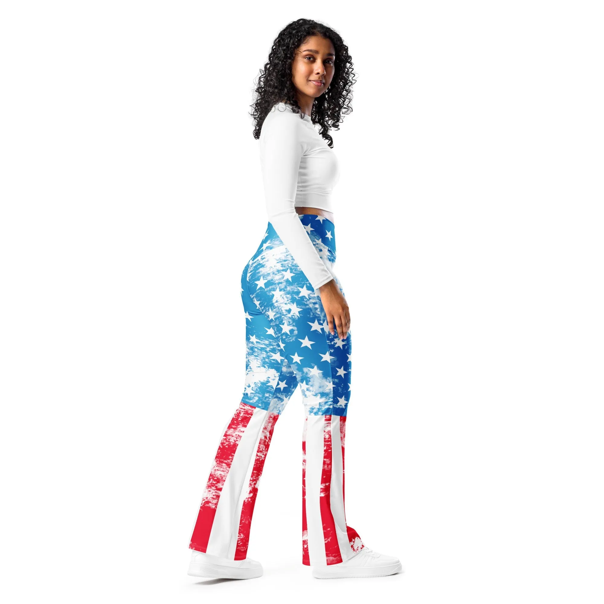 Artsy American Flag Flare Leggings