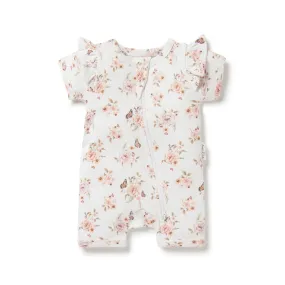 Aster & Oak Butterfly Zip Romper - White