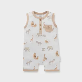 Aster & Oak Savanna Henley Romper - White