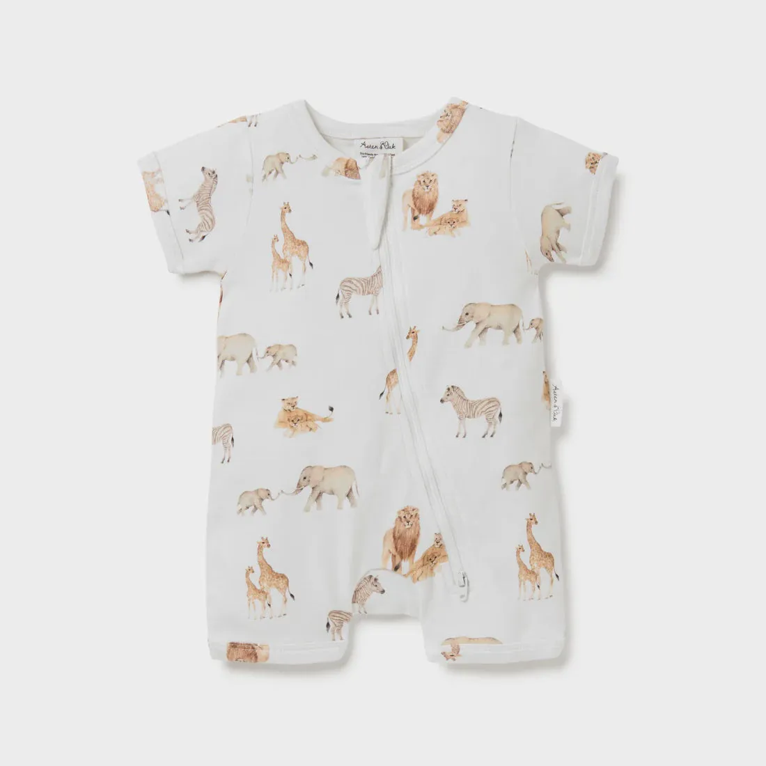 Aster & Oak Savanna Zip Romper - White