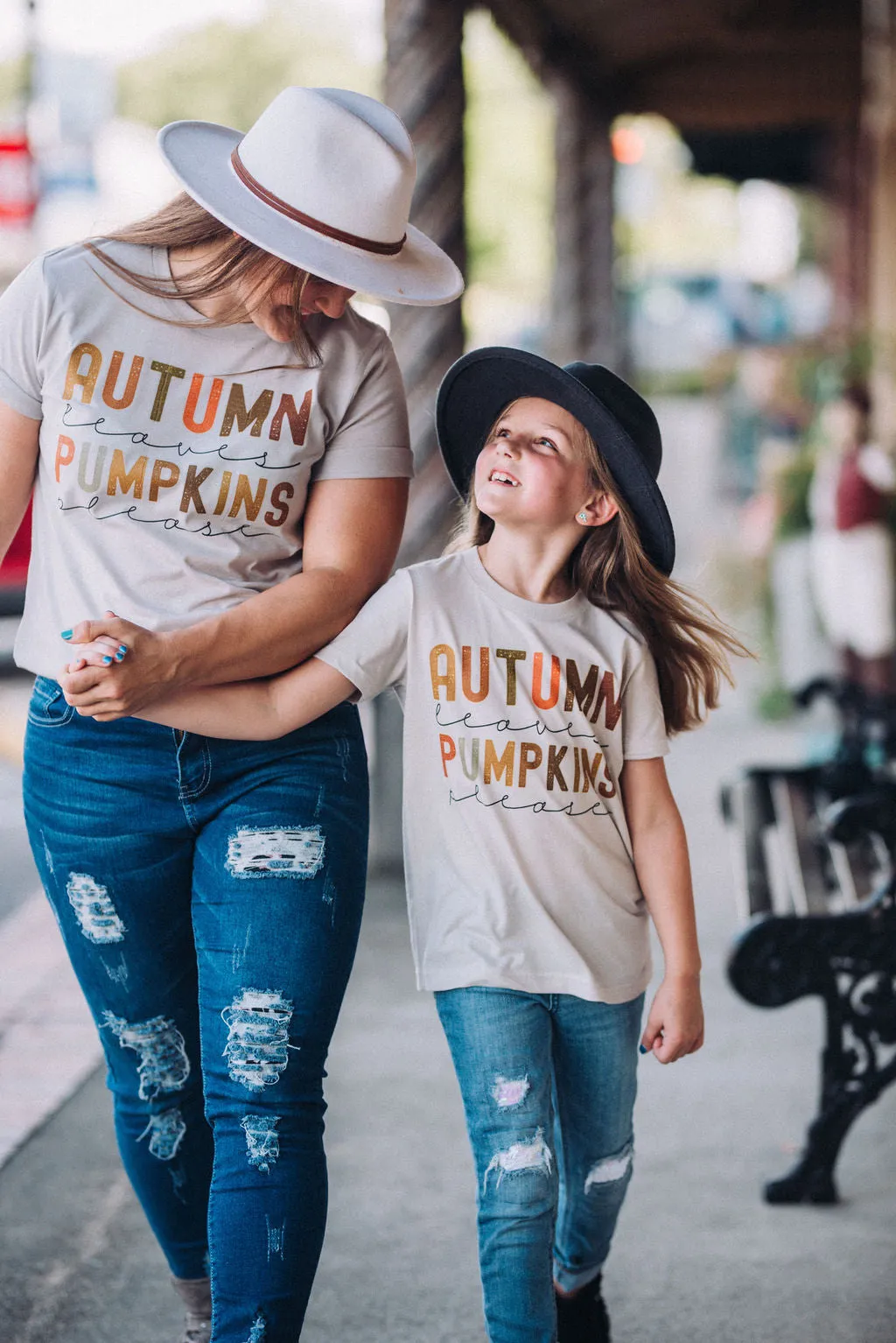 Autumn Leave Pumpkins Please- Mommy and Me Shirts - FALL Tee/ Bella Canvas / Fall Layering Tee / Teachers Tee