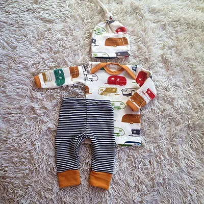 Baby Boy Camping Clothing Set Leggings and Hat Retro