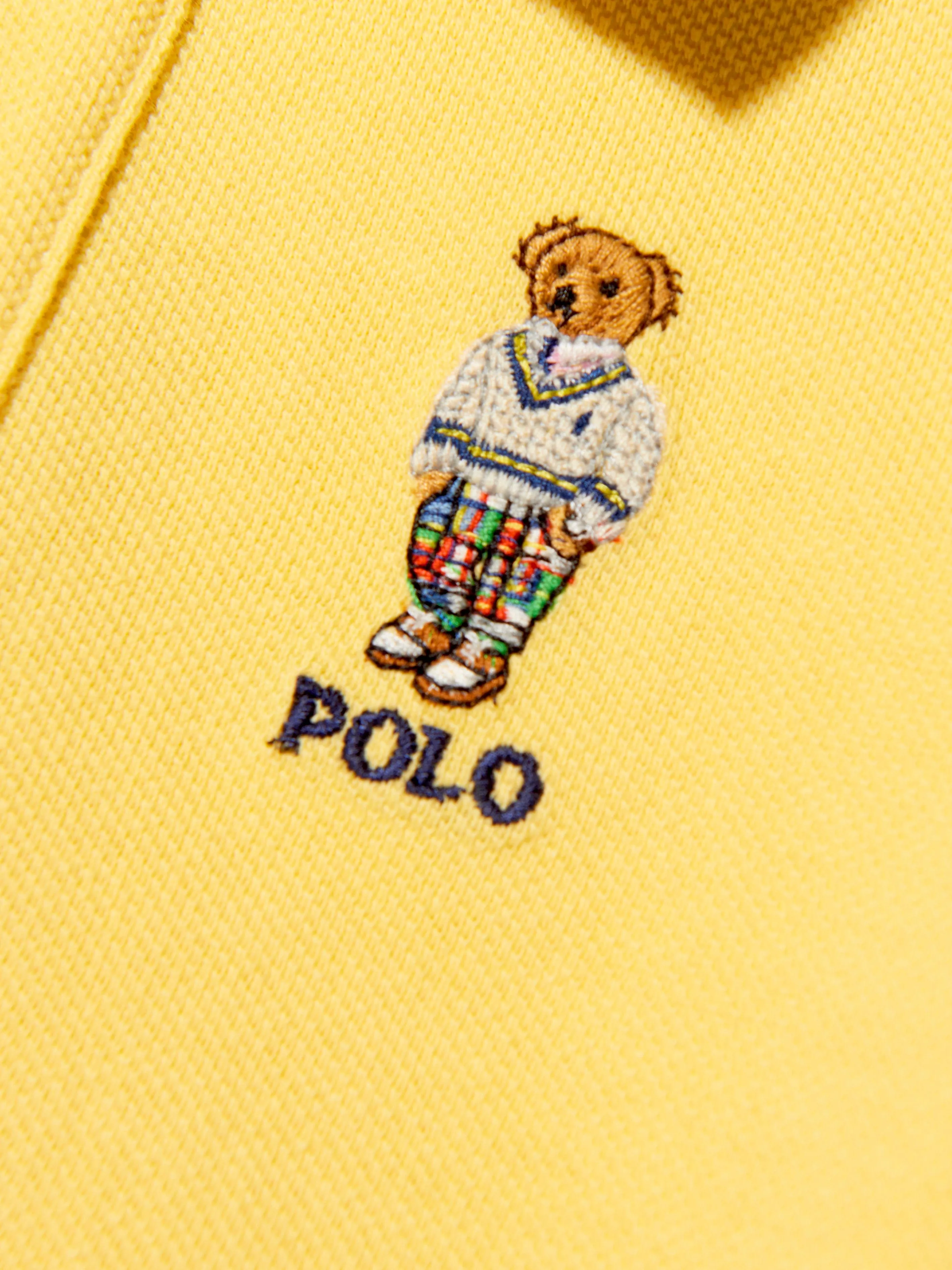 Baby Boys Bear Polo Romper in Yellow