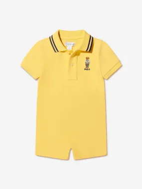 Baby Boys Bear Polo Romper in Yellow