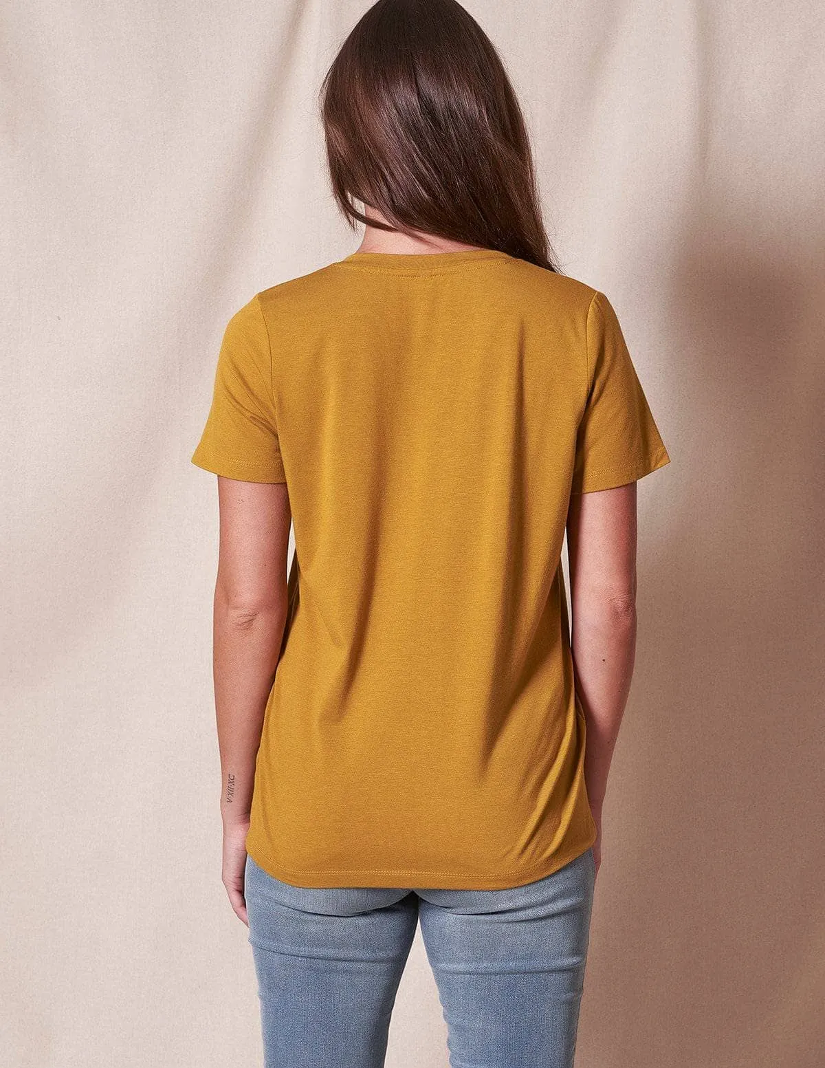 Bamboo / Organic Cotton V-Neck Tee - Mustard