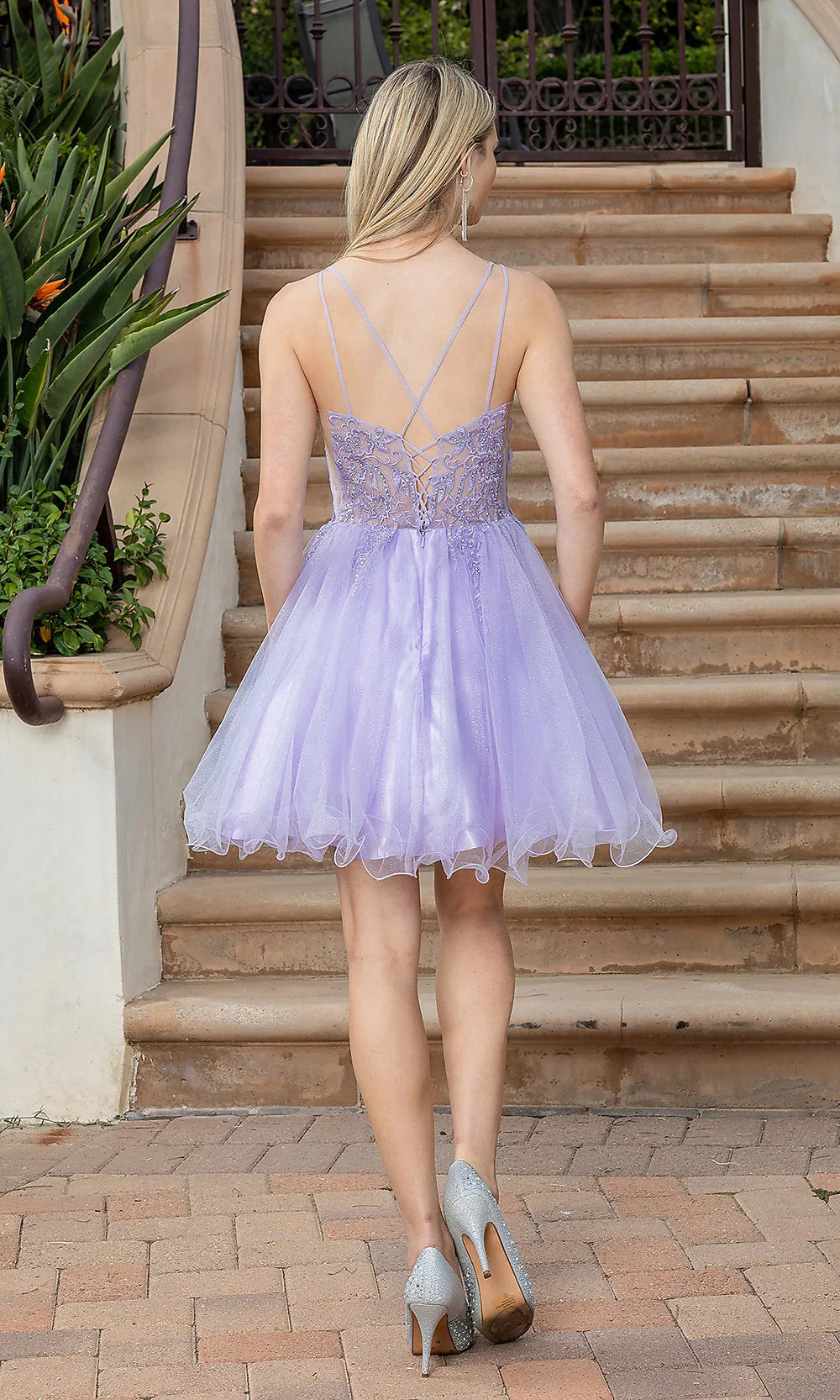 Beaded-Bodice Short Baby Doll Party Dress