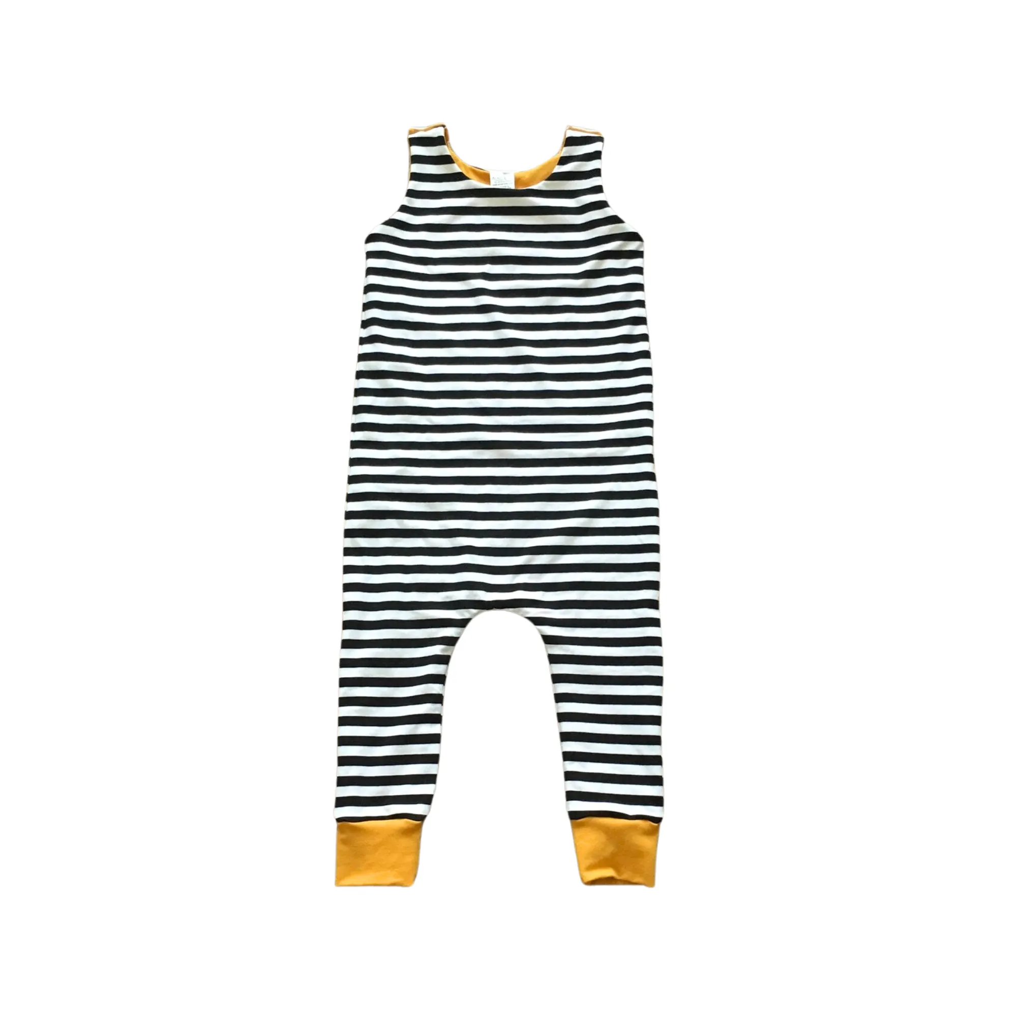 Black and White Striped Sleeveless Coveralls