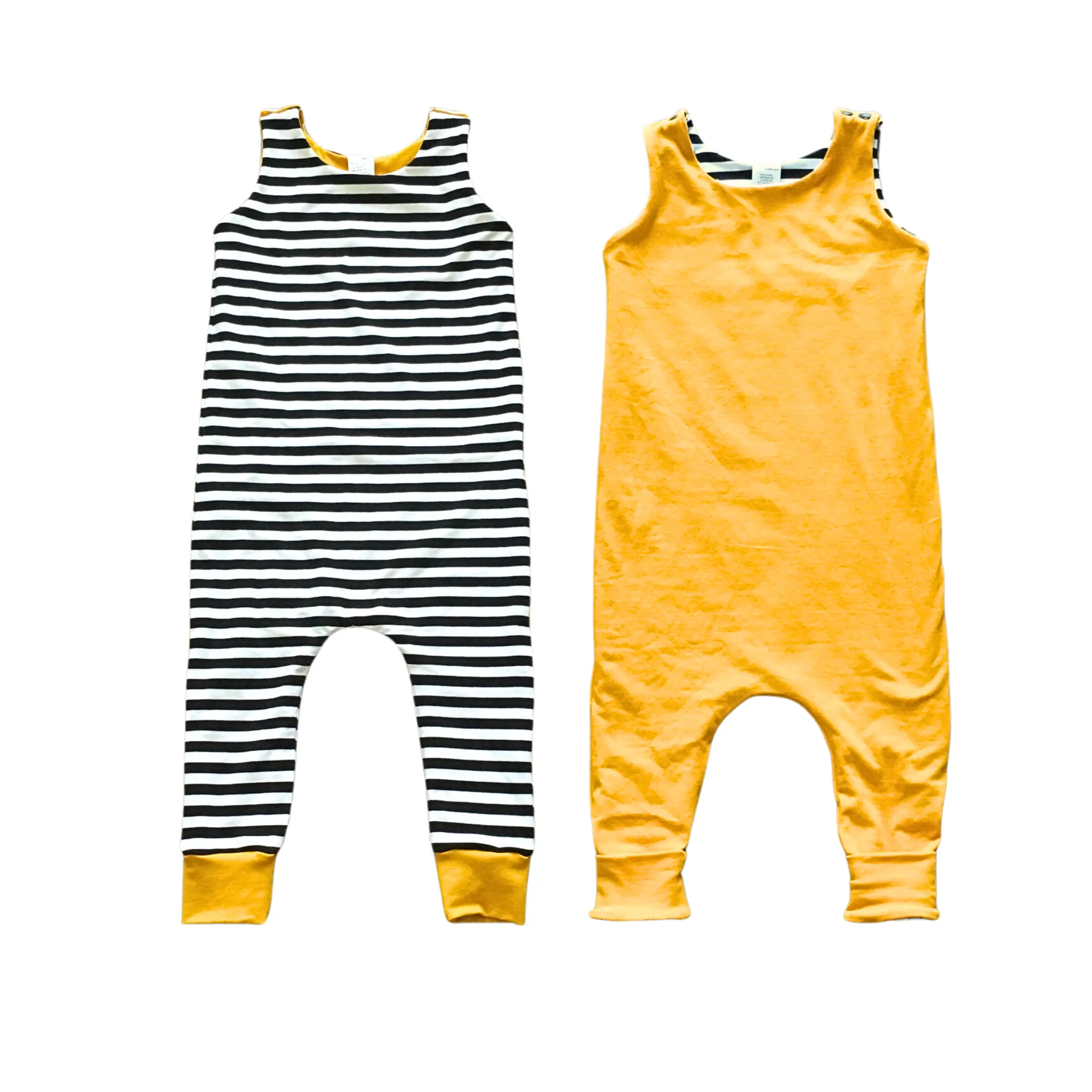 Black and White Striped Sleeveless Coveralls