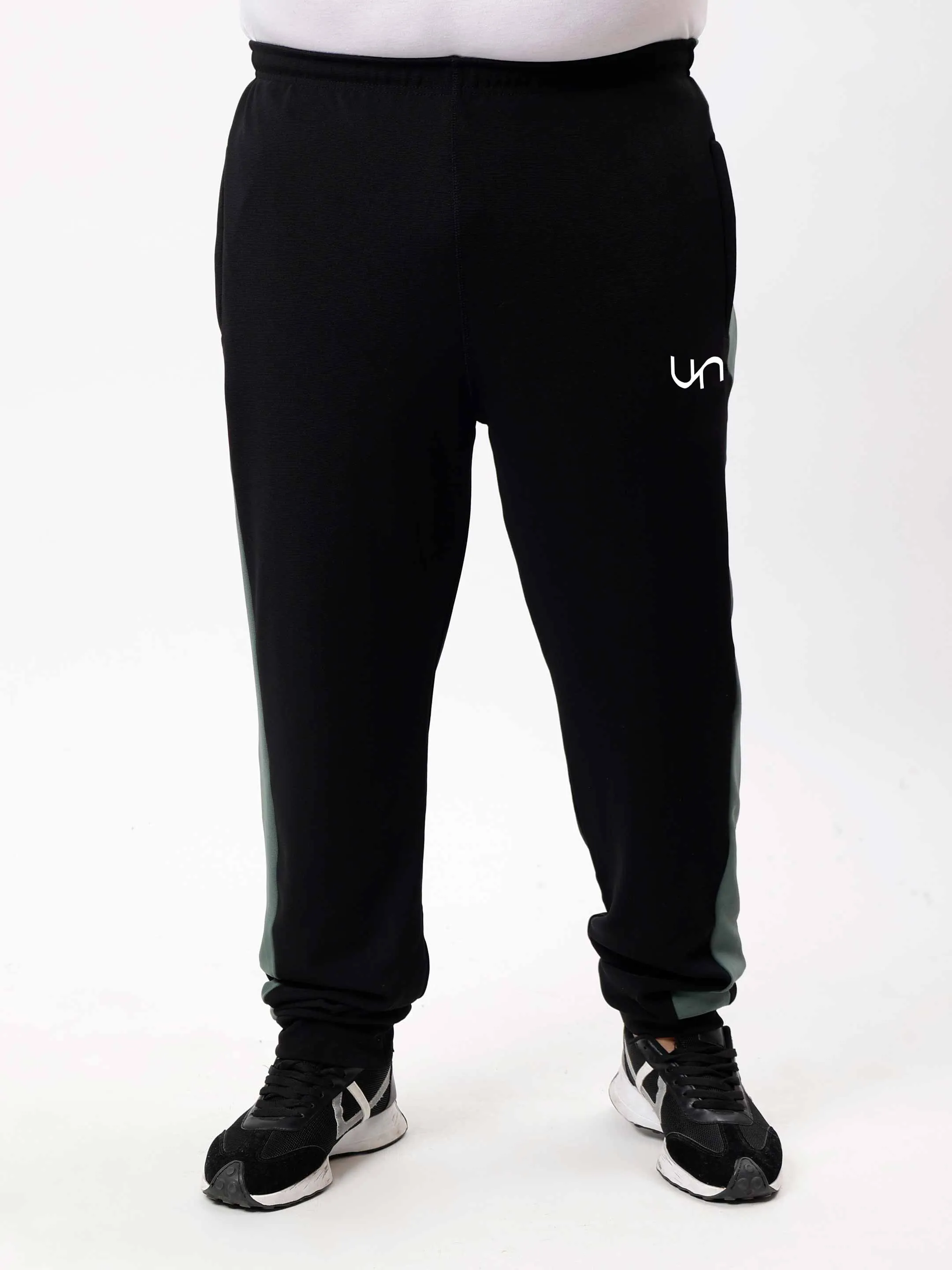 Black Colour Block Ultra Soft Plus Size Tracksuit