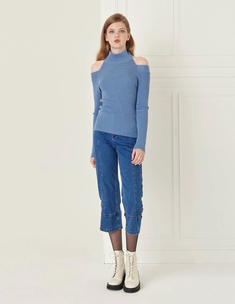 BORA AKSU Backless Half Turtleneck Wool Sweater