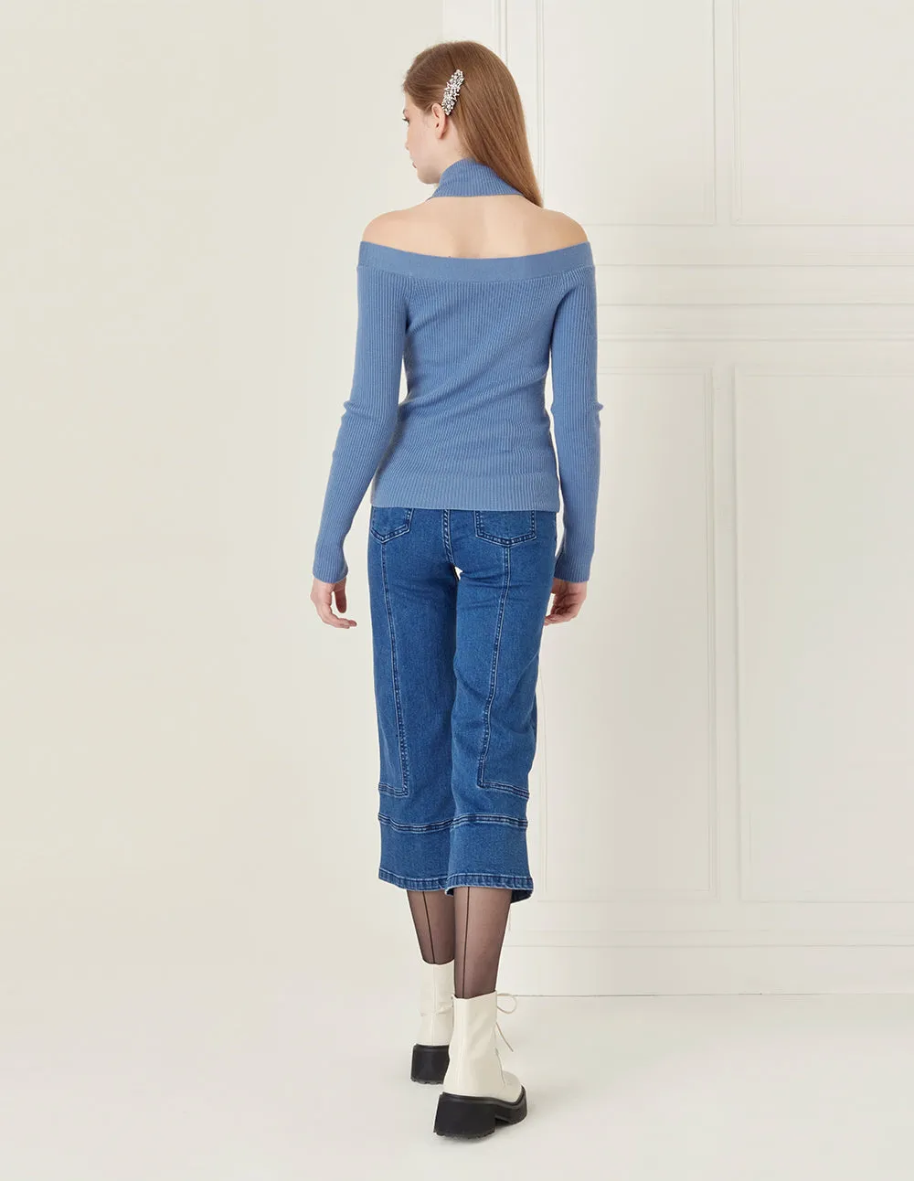 BORA AKSU Backless Half Turtleneck Wool Sweater