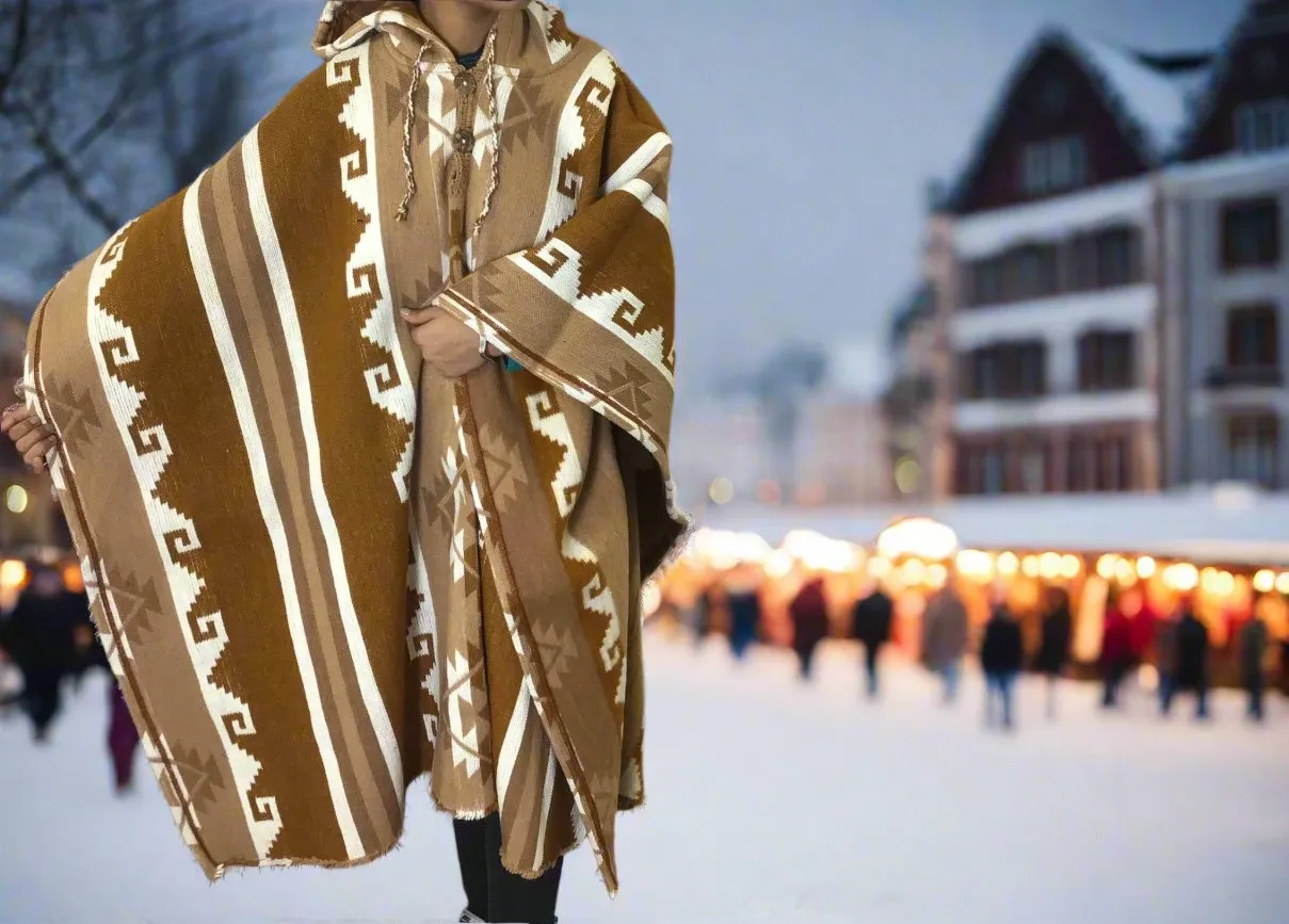 Brown AZTEC Wool Ponchos