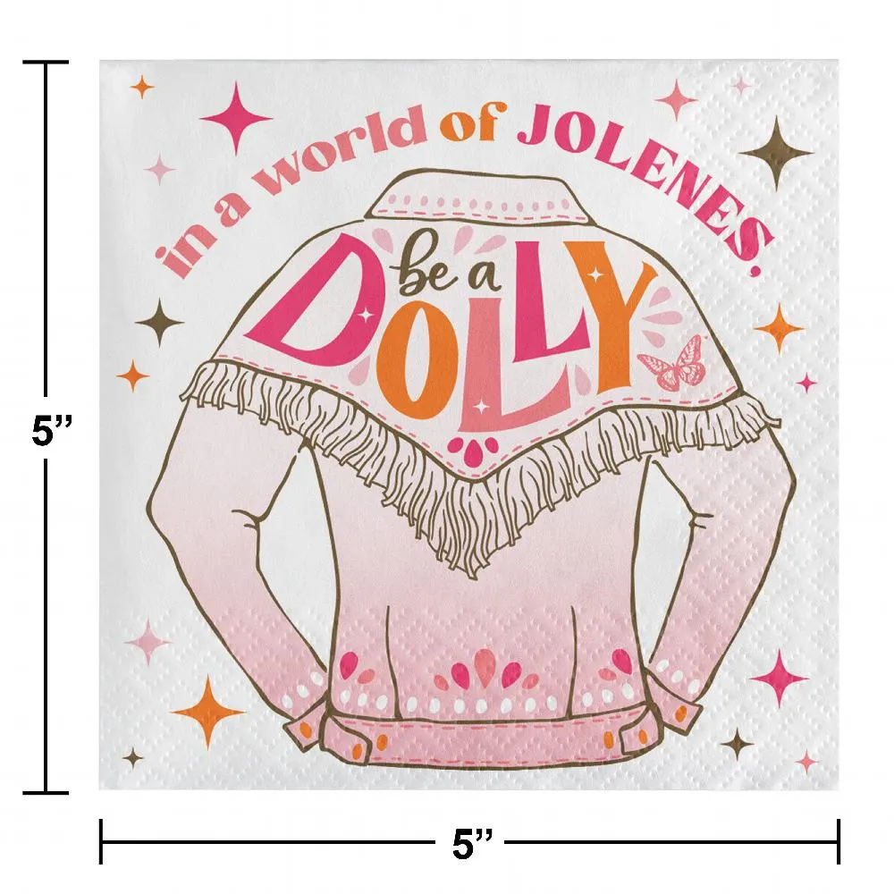 Bulk Dolly Parton I Beg Your Parton "Be a Dolly" Rose Paper Beverage Napkins (Case of 192)