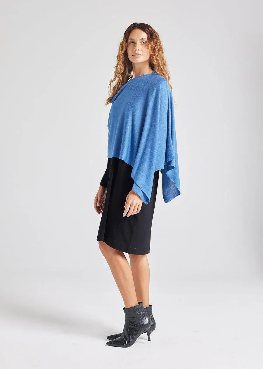 Carrie Cashmere/Bamboo Poncho - Ocean Blue