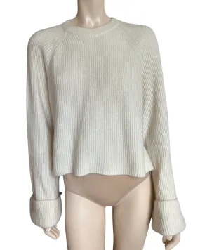 CASHMERE SILK CROP CUFFED SWEATER SIZE S/M