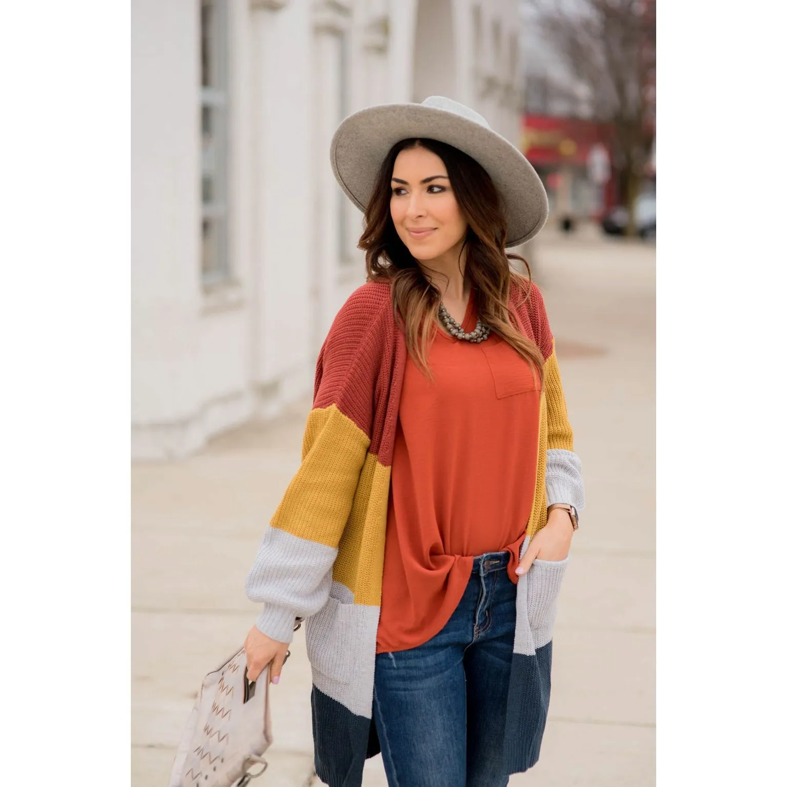 Color Block Knit Cardigan