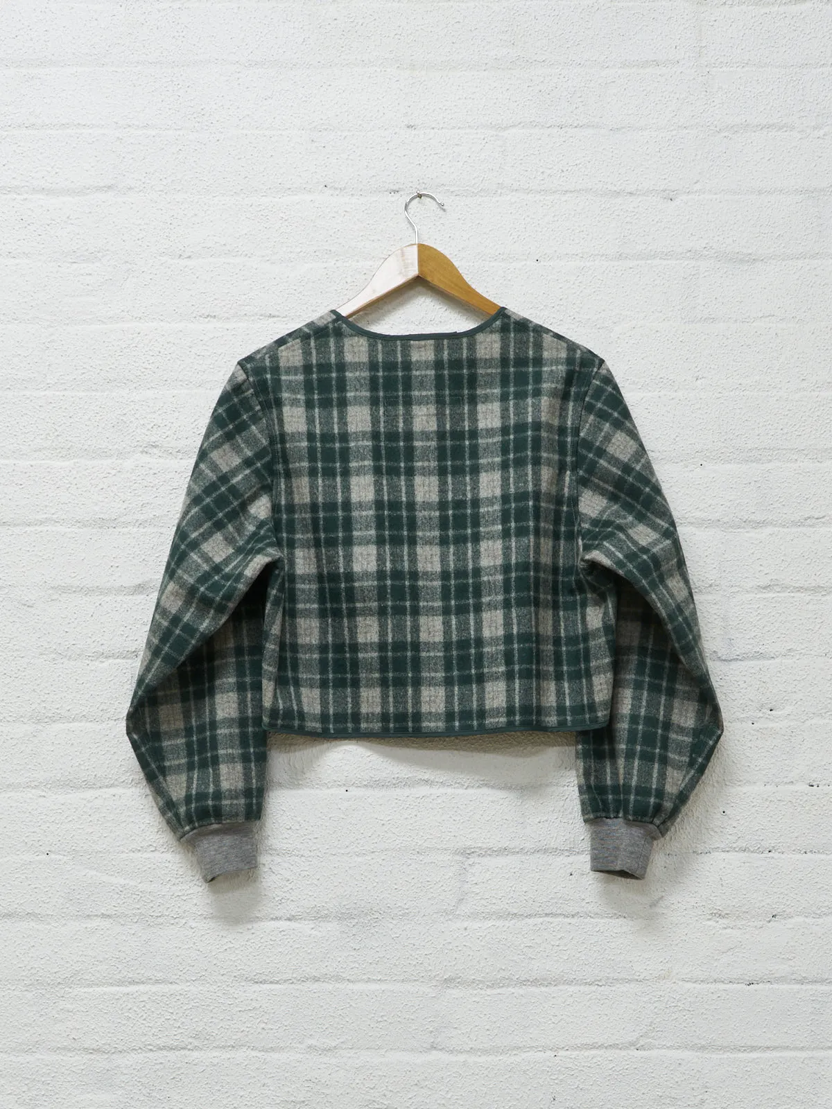 Comme des Garcons Homme Plus 1989 green plaid detachable liner bomber jacket - M