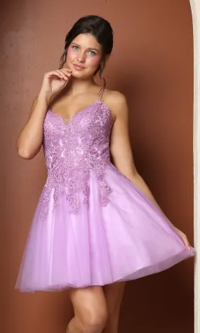 Corset-Back Short A-Line Baby Doll Hoco Dress