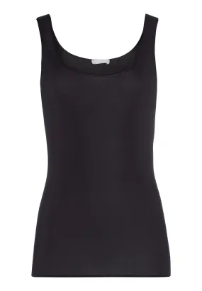 Cotton Seamless Round Neck Cotton Tank Top | Black 71604-019