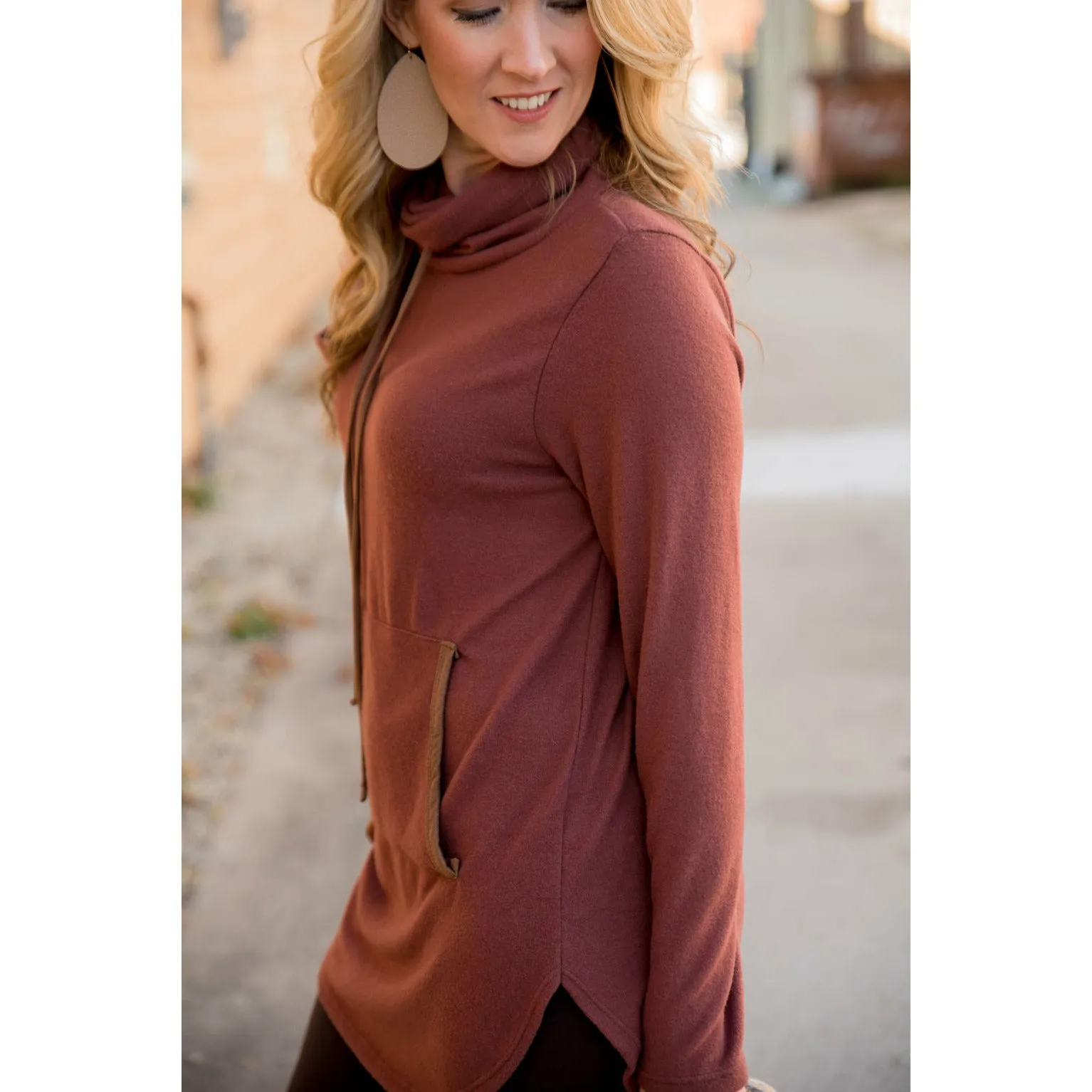 Cowl Neck Tunic Sweatshirt