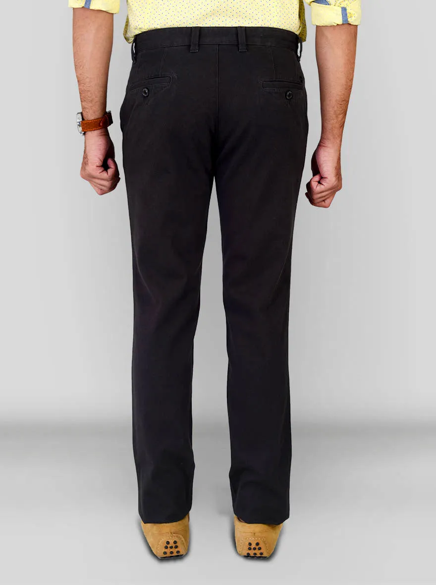 Dark Brown Self Textured Slim Fit Chinos | JadeBlue