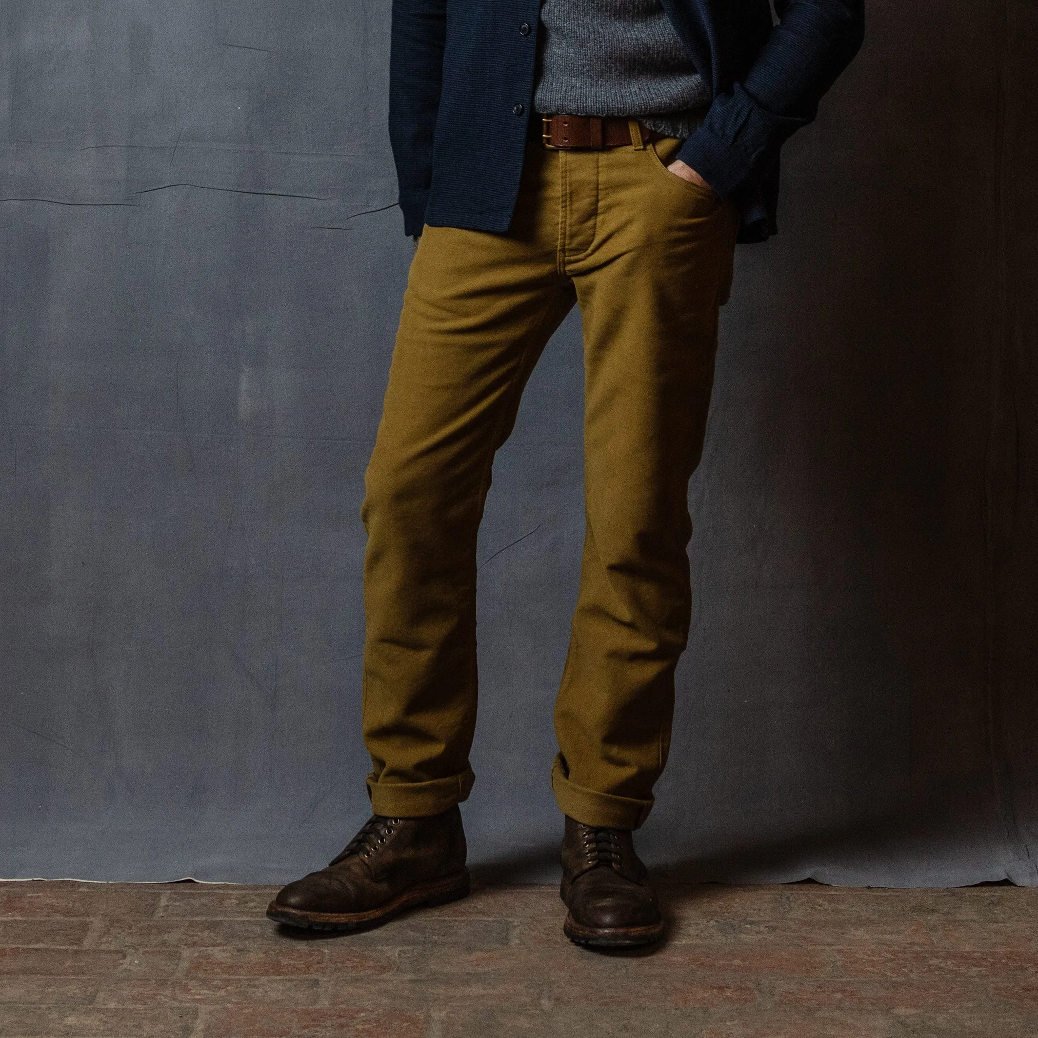 Davide Moleskin Chinos in Khaki