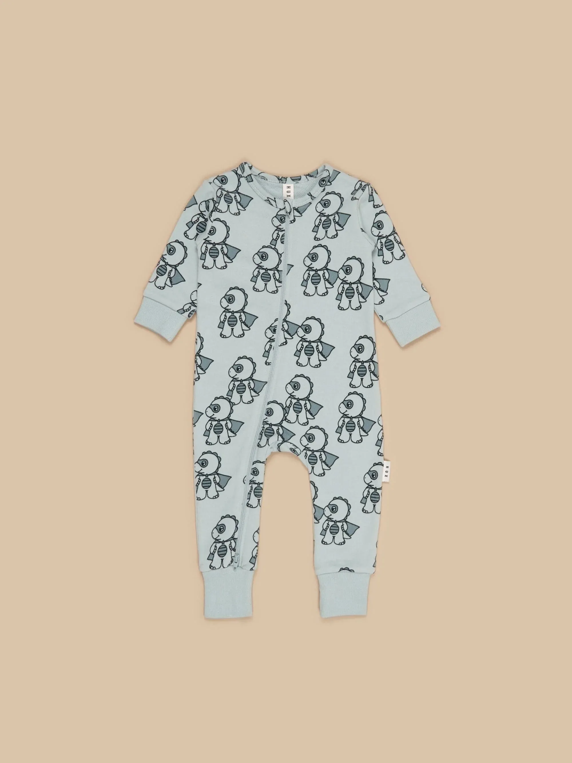 Dino hero zip romper for baby boy