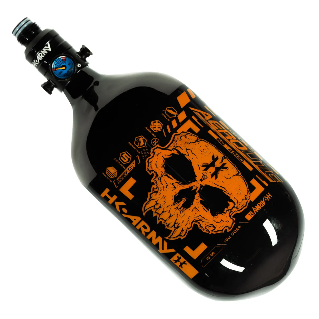 Doom - "EXTRA LITE" Tank w/ V2 Pro Reg - 68ci / 4500psi  - Black/ Neon Orange