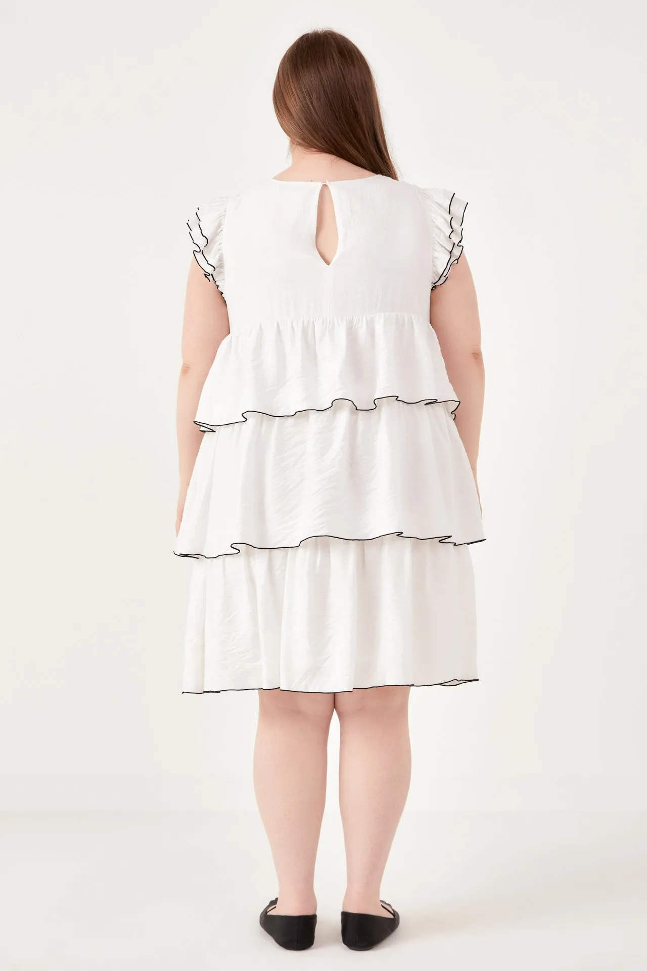 English Factory - Plus Size Contrast Detail Babydoll Dress