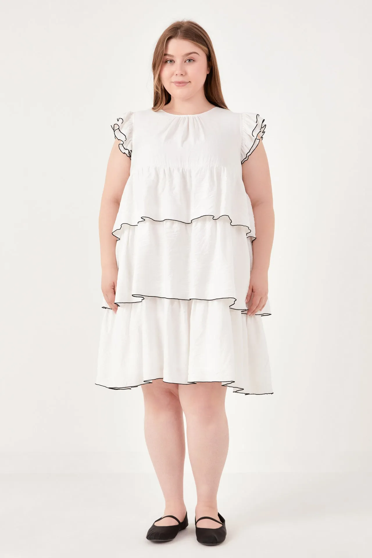 English Factory - Plus Size Contrast Detail Babydoll Dress