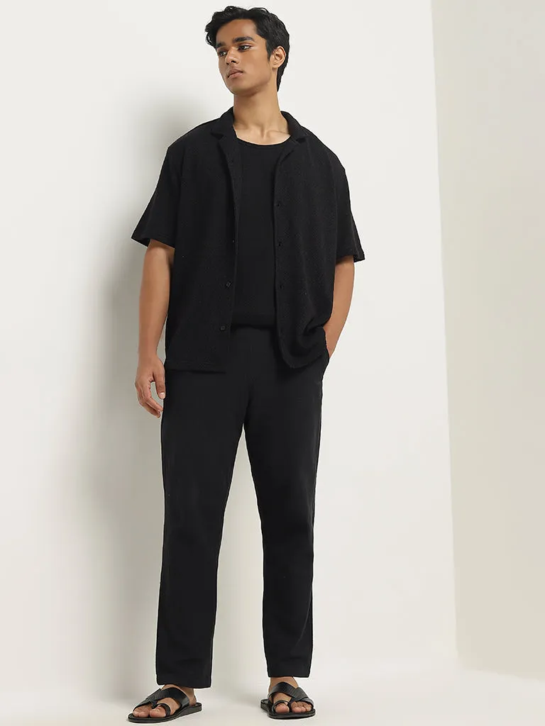 ETA Black Relaxed-Fit Mid-Rise Cotton Blend Chinos