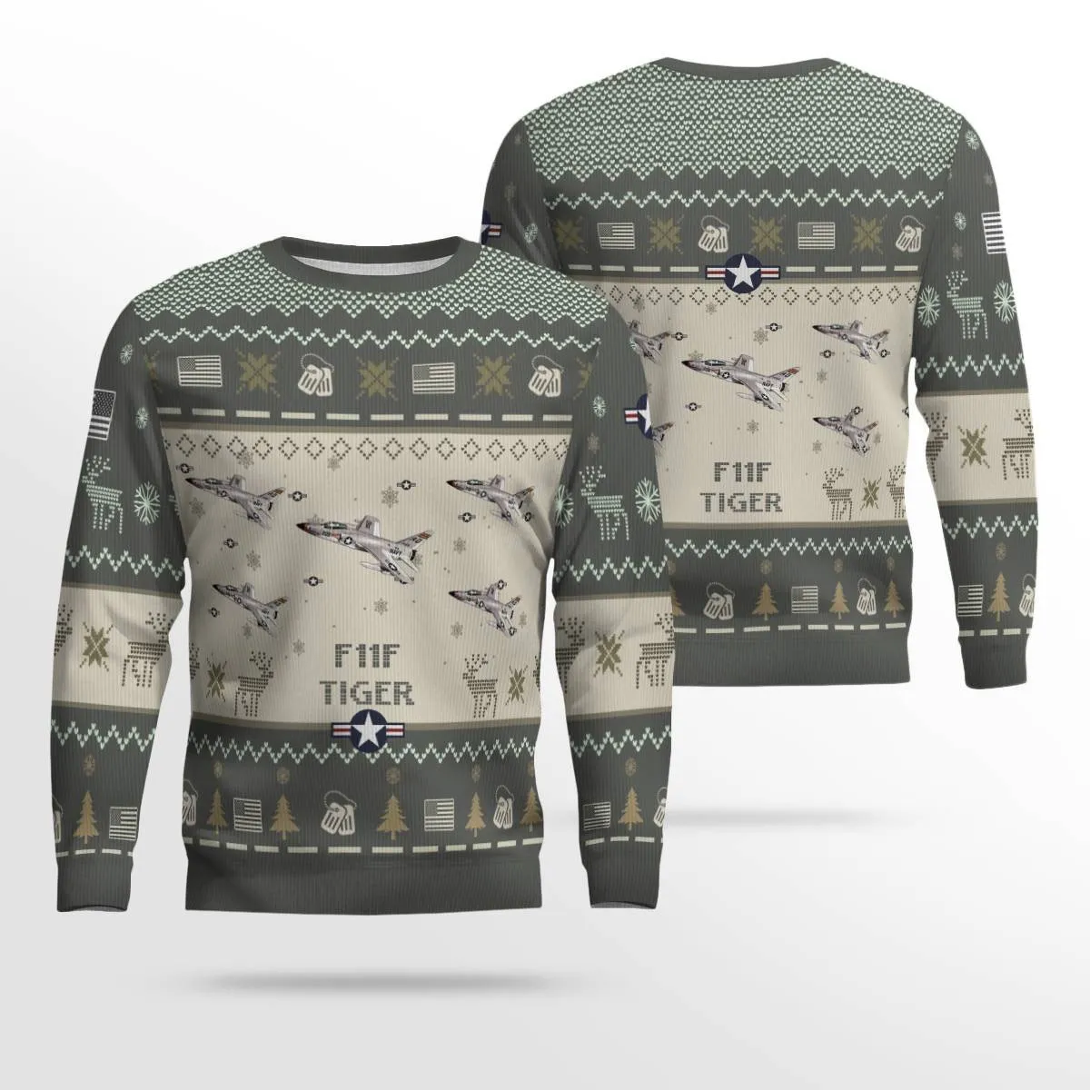 F11F Tiger Aircraft Ugly Sweater, Ugly Sweater Christmas Shirt for Men Dad Veteran