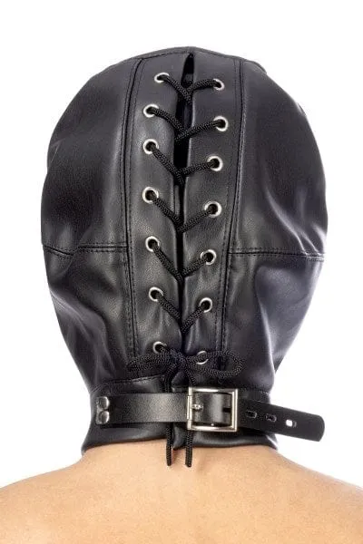 Fetish Tentation BDSM Open Mouth and Eyes Leatherette Hood