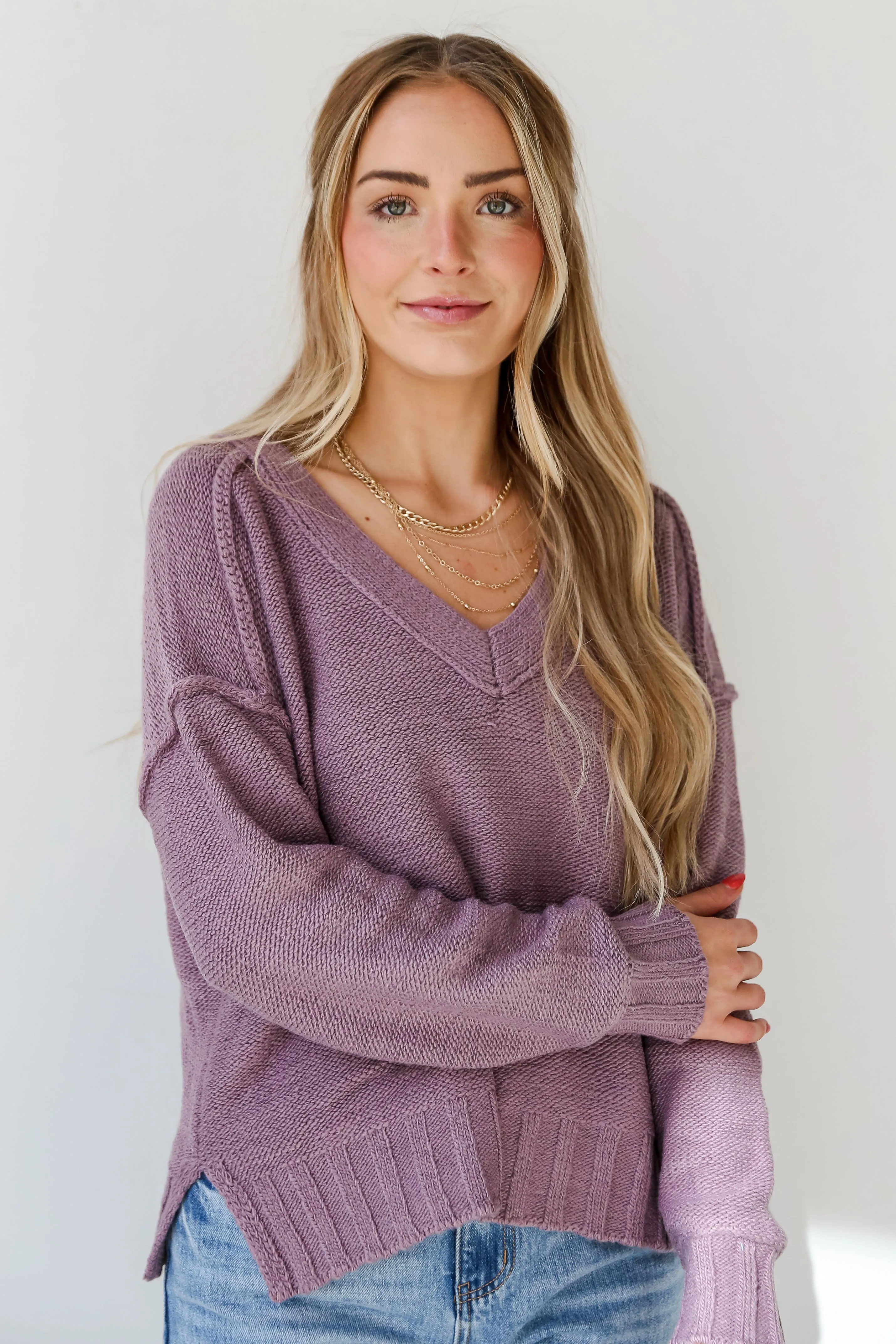 FINAL SALE - Charmingly Cuddly Plum Oversized Sweater