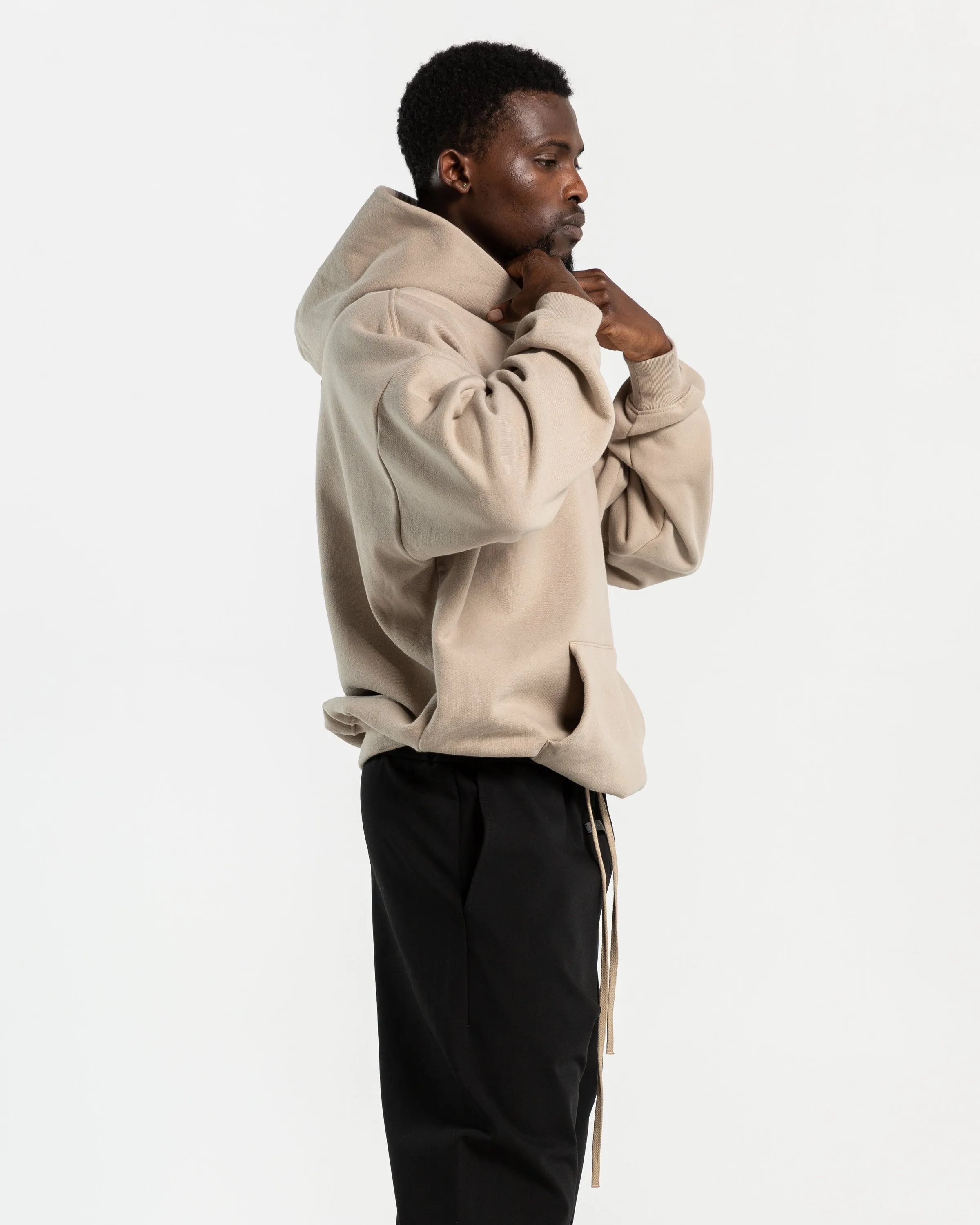 Fleece Hoodie in Dusty Beige