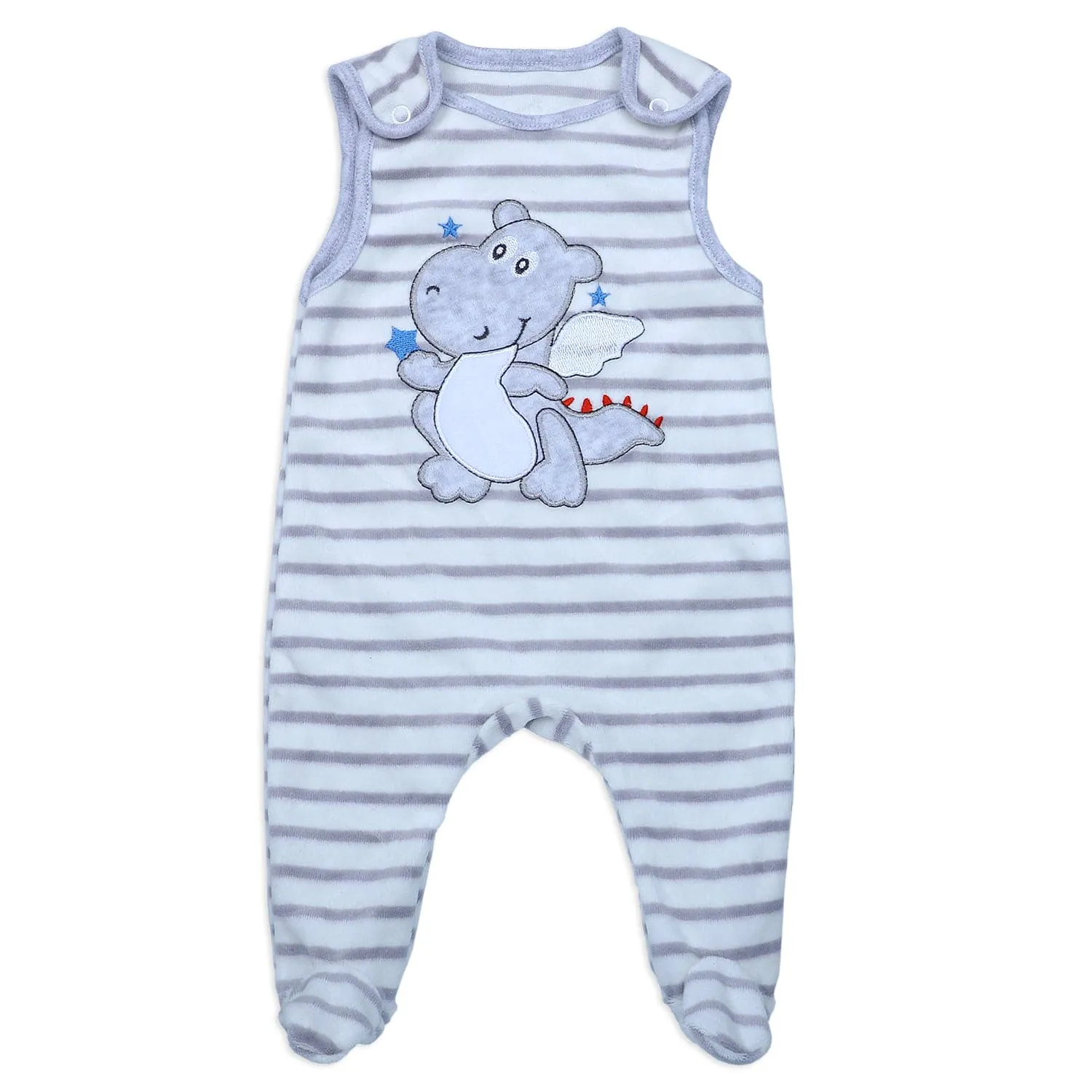 Flying Dinosaur Infant 2 Piece Full Sleeves Tshirt And Romper Set - Grey