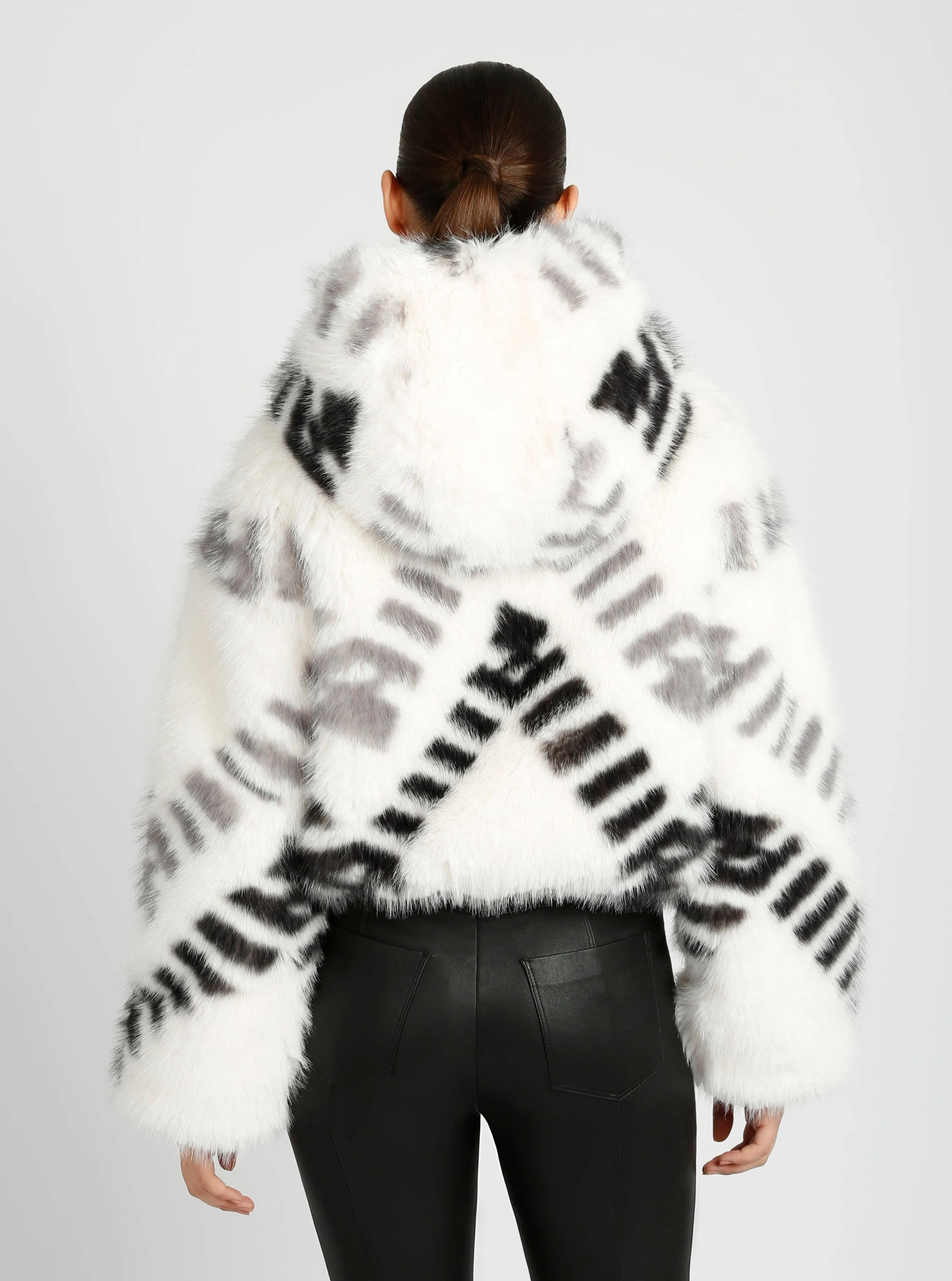 Galena Reversible Faux Fur Hoodie JLS: White/Grey