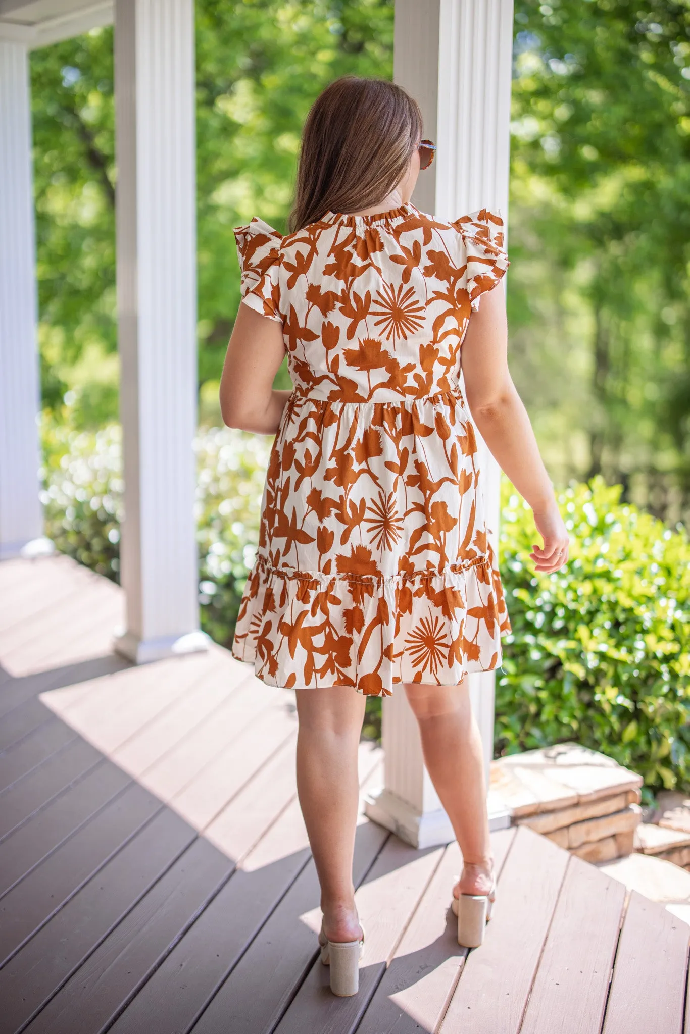 Garden Charm Toffee Babydoll Dress