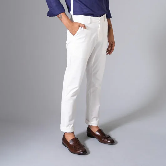 Gin & Tonic White Cotton Lycra Stretch Chinos