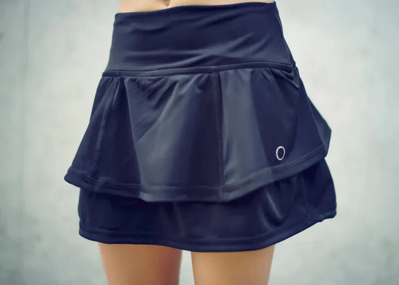 Girls Ruffle Solid Skirt Black