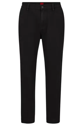 Hugo Tapered-fit Pants In Cotton Gabardine, black