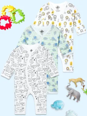 Jabla Style Infant Romper Combo of 3-Lion King-Jungle Elephant-The Jungle Book